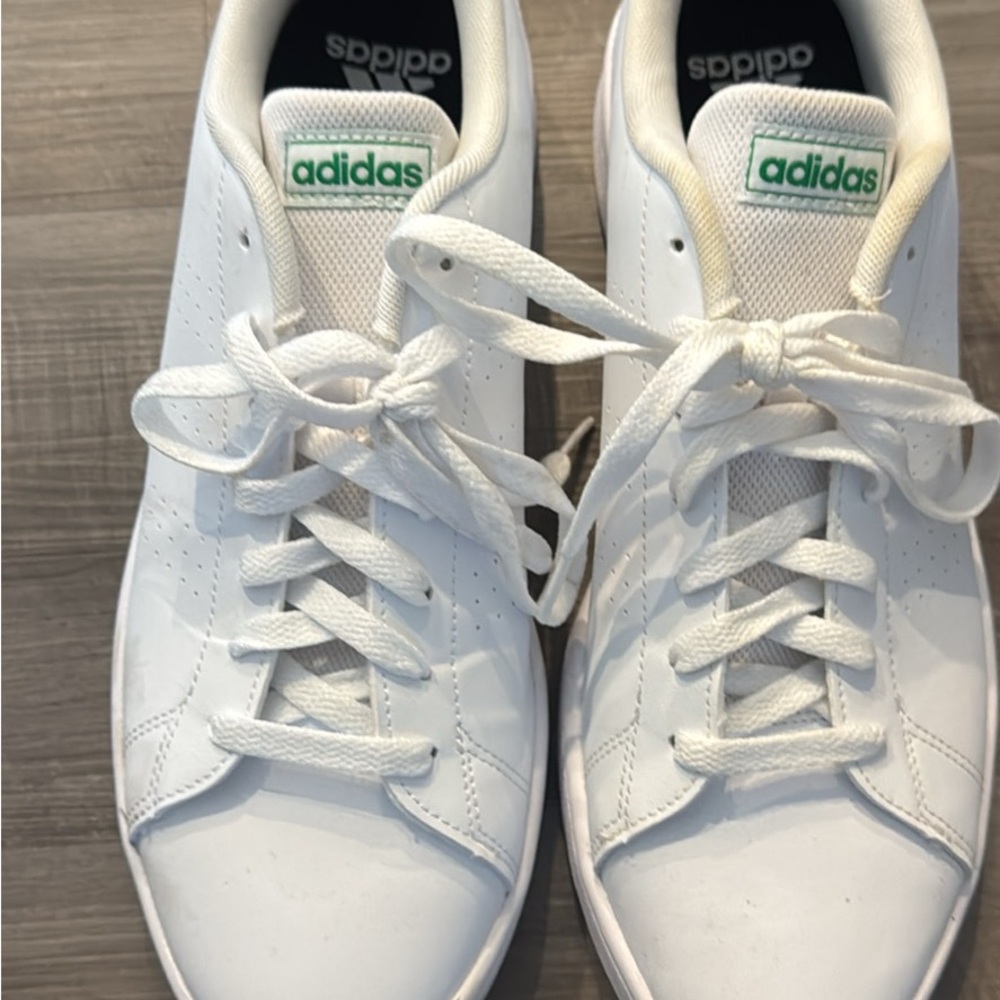 adidas White Low-Top Sneakers with Black Insole Logo